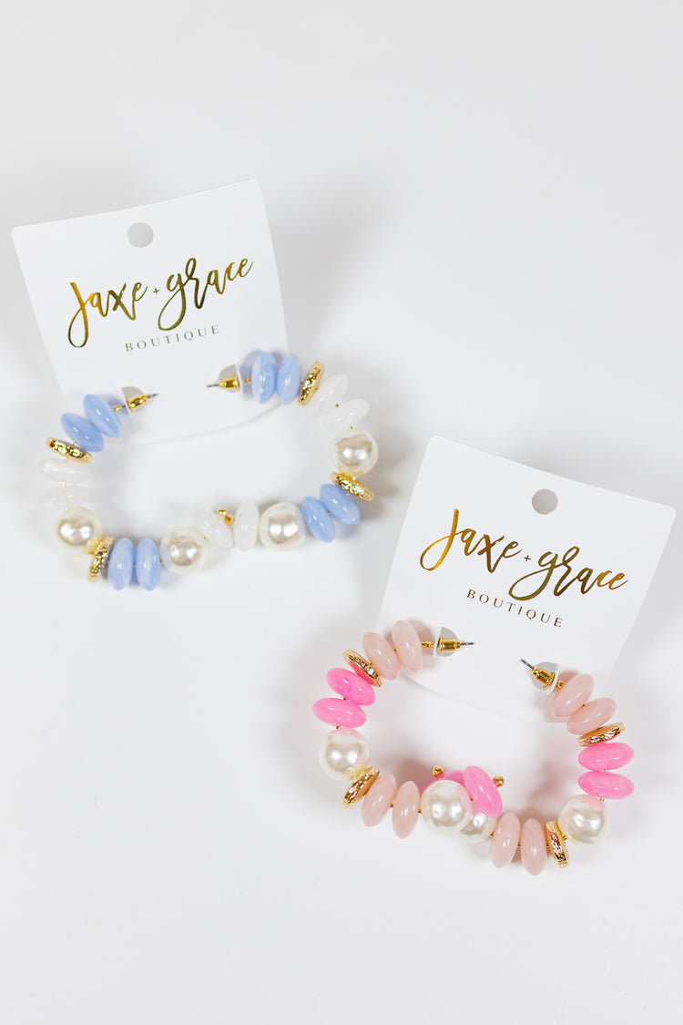 Pearl Rondelle Beads Hoops, VARIOUS