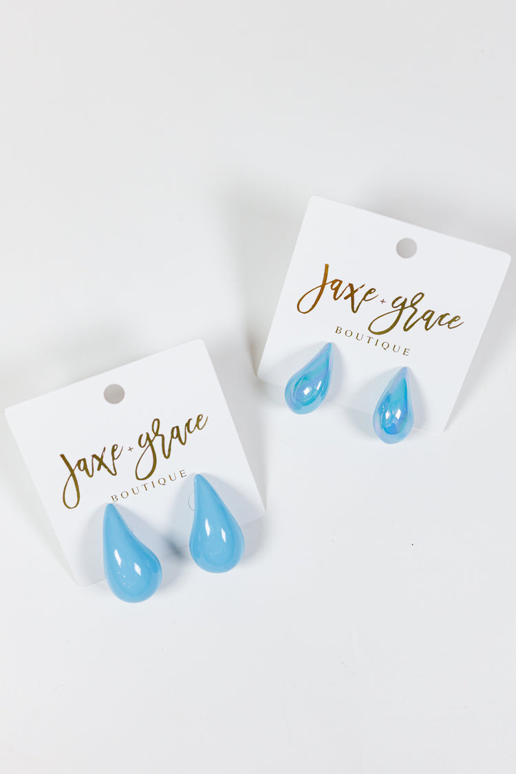 Puffy Teardrop Earrings, VARIOUS