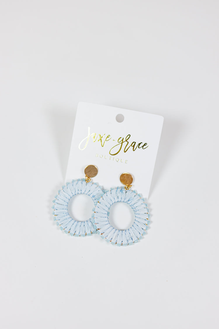 Bead & Wrapped Raffia Round Earrings, VARIOUS