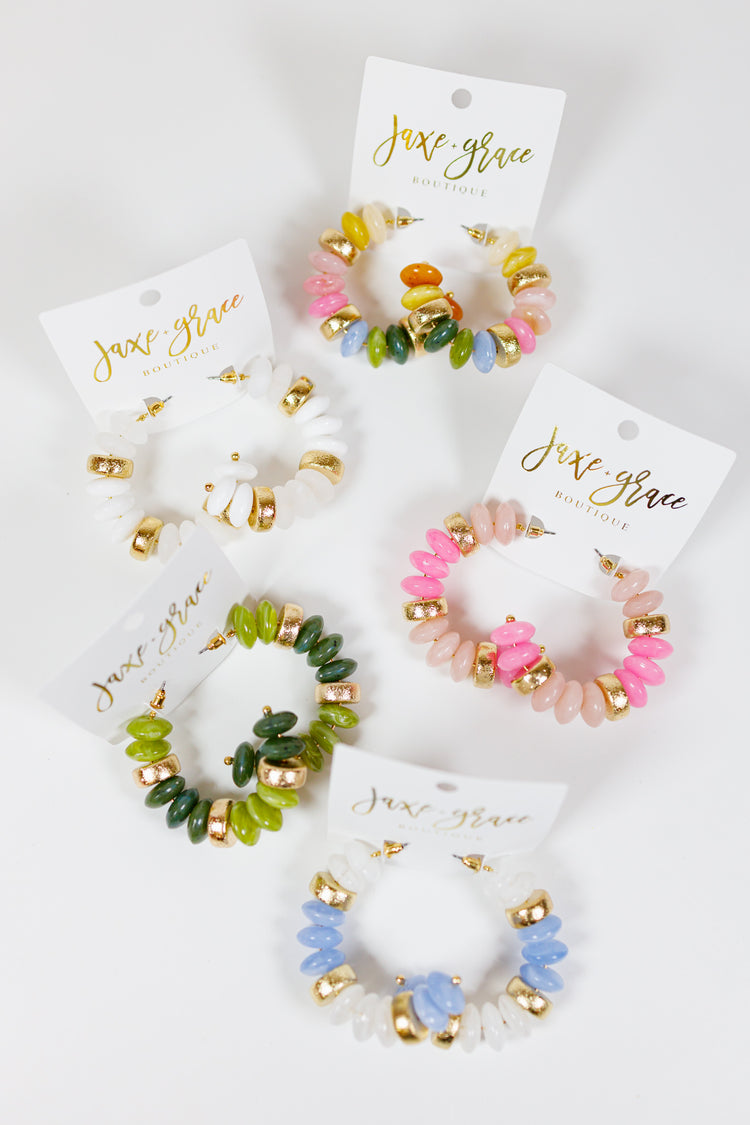 Rondelle Shape Beads Hoops, VARIOUS