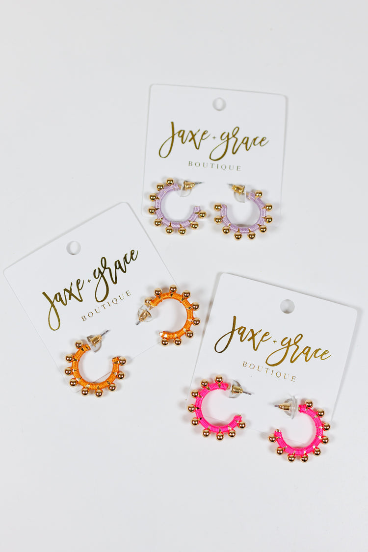 Trimmed Ball & Wrapped Thread Hoops, VARIOUS