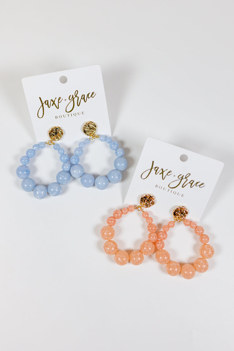 Beaded Stone Circle Earrings, VARIOUS