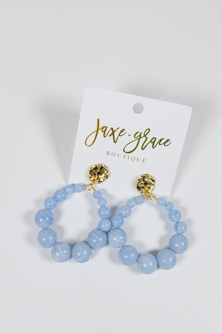 Beaded Stone Circle Earrings, VARIOUS