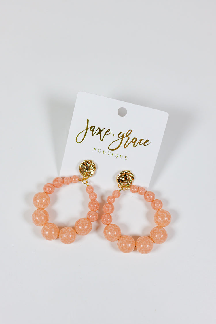 Beaded Stone Circle Earrings, VARIOUS