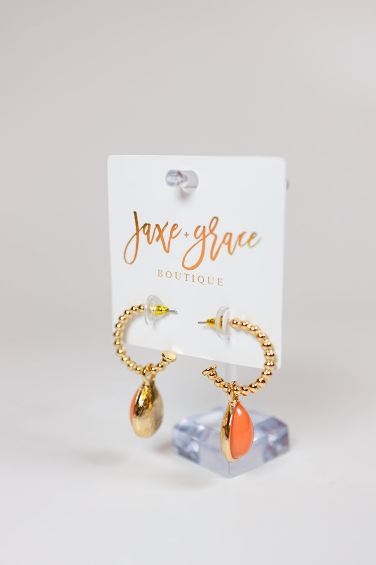 Teardrop Coated Stone Drop Hoops, VARIOUS