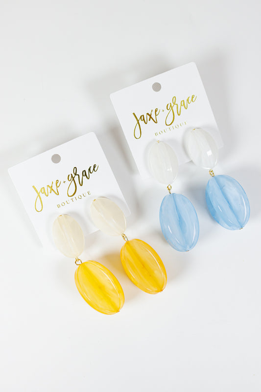 Acrylic Oval Drop Earrings, VARIOUS