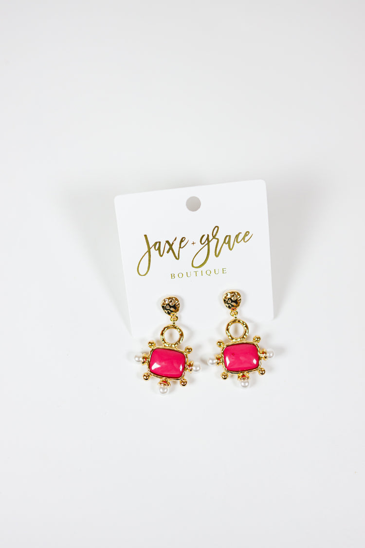 Square & Pearl Drop Earrings, VARIOUS