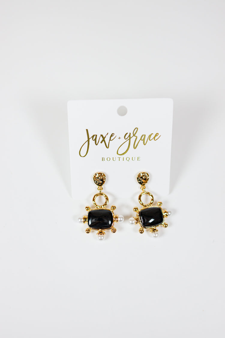 Square & Pearl Drop Earrings, VARIOUS