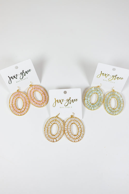 Seedbead Oval Shape Drop Earrings, VARIOUS