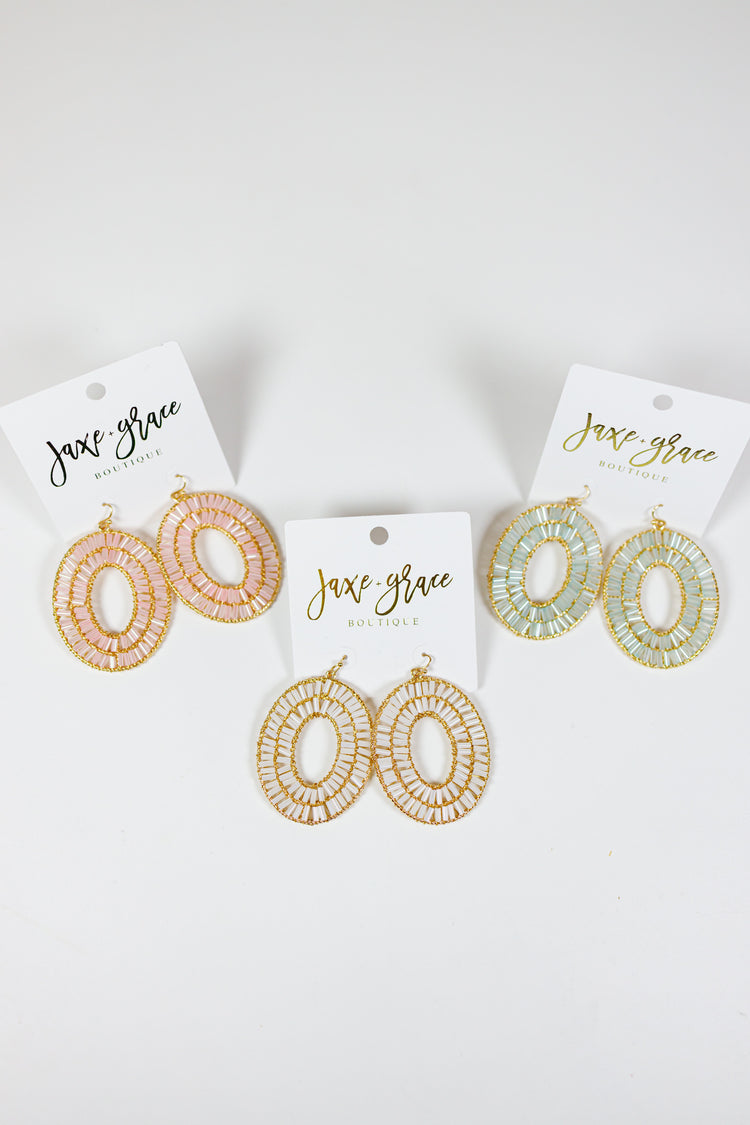Seedbead Oval Shape Drop Earrings, VARIOUS