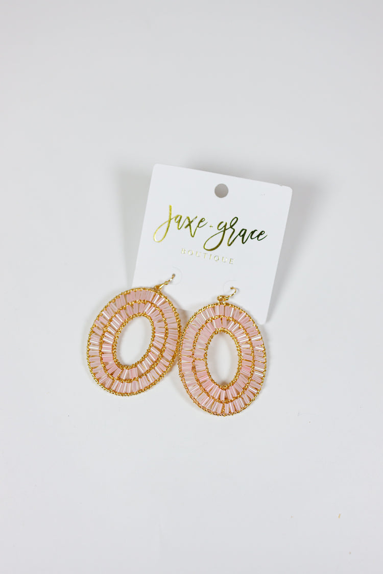Seedbead Oval Shape Drop Earrings, VARIOUS