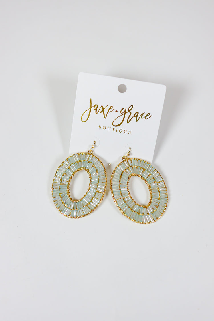Seedbead Oval Shape Drop Earrings, VARIOUS