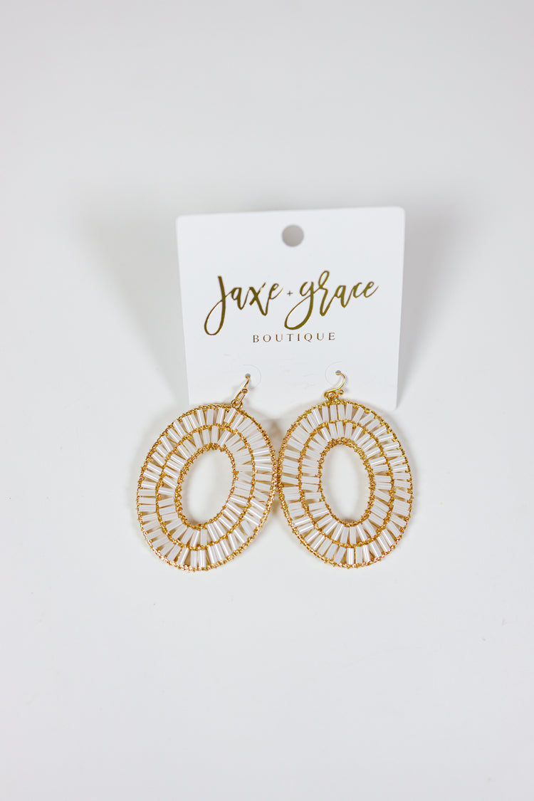 Seedbead Oval Shape Drop Earrings, VARIOUS