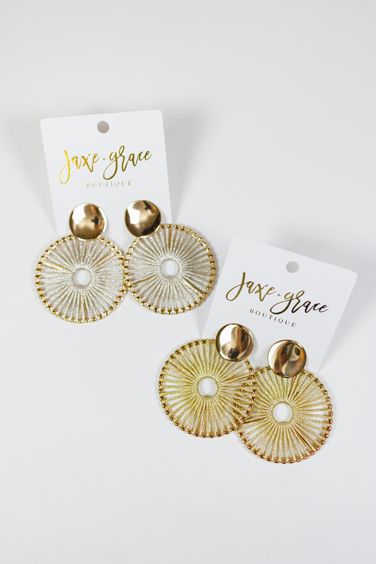 Thread Wrapped Circle Earrings, VARIOUS