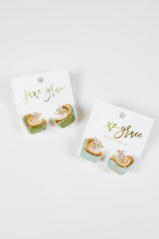 Resin Square Open Hoops, VARIOUS