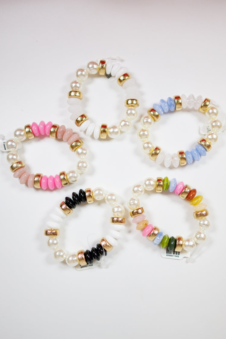Pearl & Color Beads Bracelet, VARIOUS