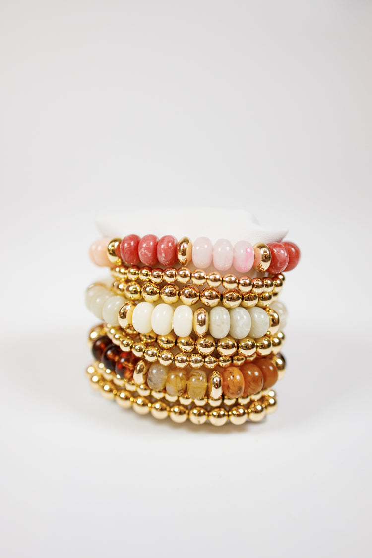 3 Row Marble & Bead Bracelet, VARIOUS