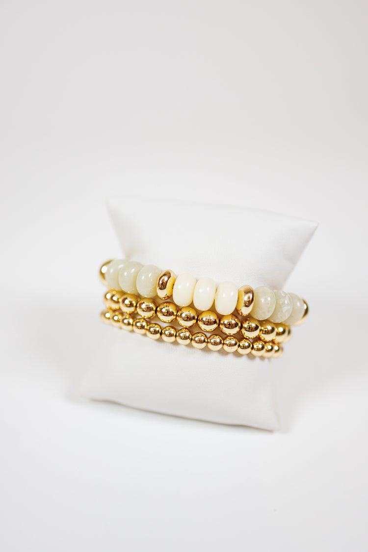 3 Row Marble & Bead Bracelet, VARIOUS