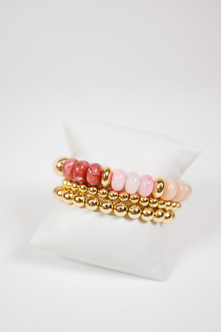 3 Row Marble & Bead Bracelet, VARIOUS
