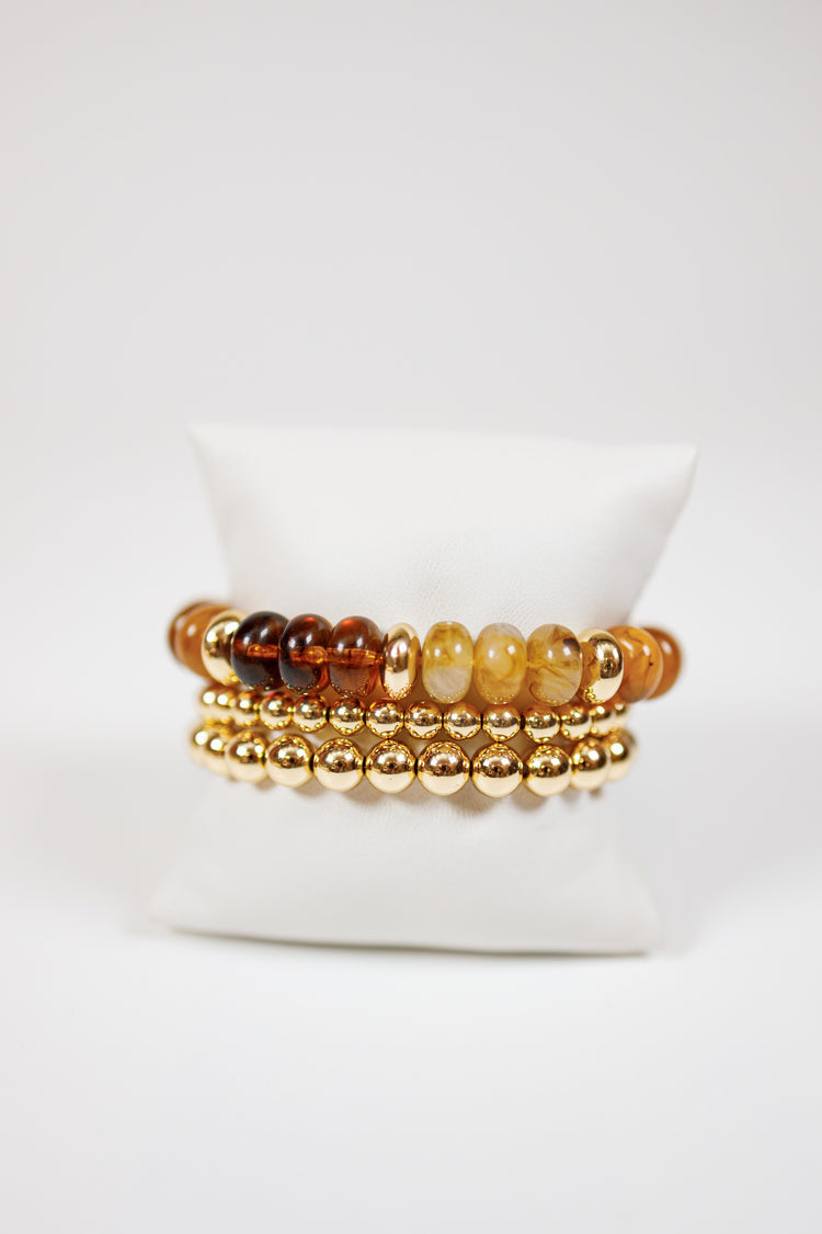3 Row Marble & Bead Bracelet, VARIOUS