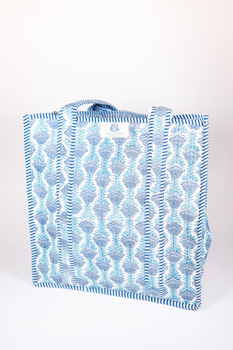 Ocean Blooms Quilted Tote Bag