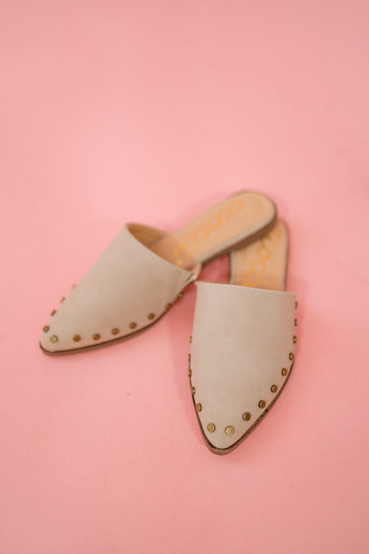 Stone Studded Pointed Toe Mule