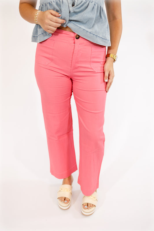 Berry Pink Patch Pocket Pants
