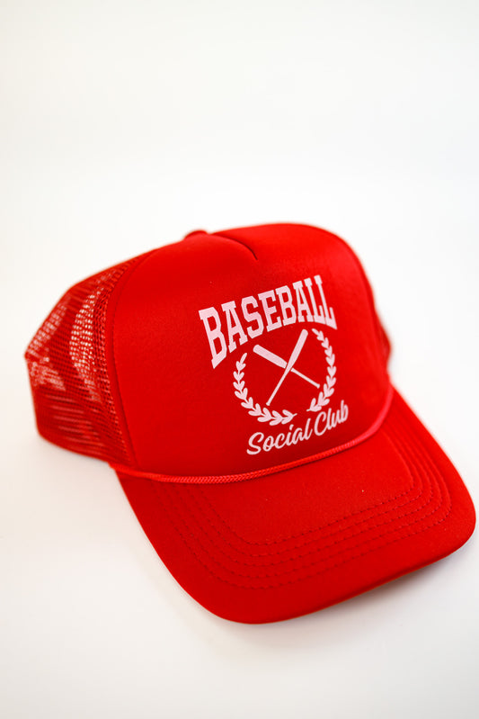 Red Baseball Social Club Hat
