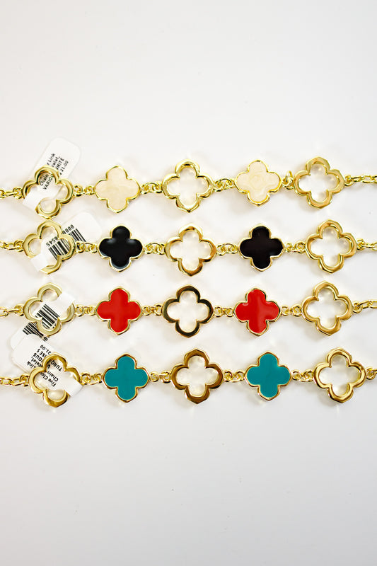 Five Clover Link Chain Bracelet, VARIOUS