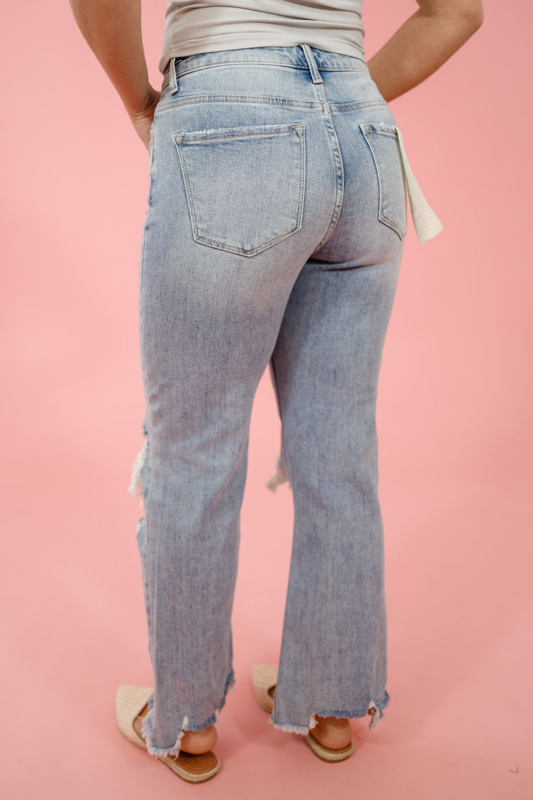 Risen Light Wash Cropped Jeans