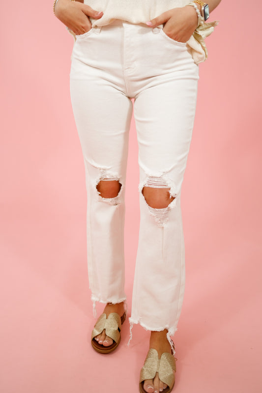 Risen White Cropped Jeans