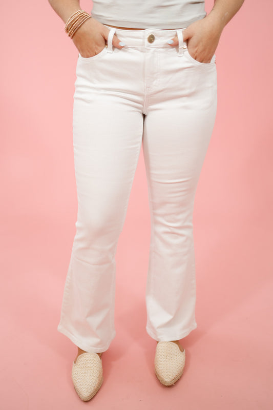 White Luxe Flare Jeans, PETITE