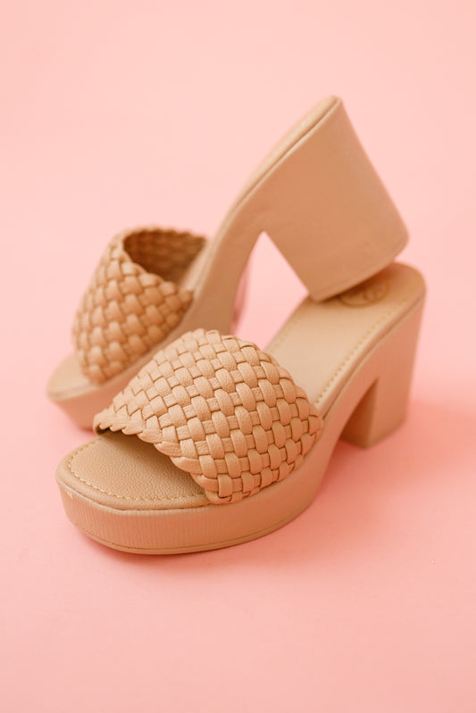 Nude Woven Strap Sandals