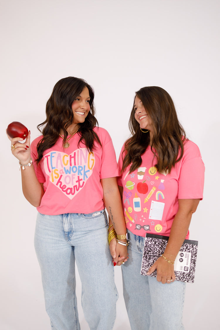 "Teaching is a Work of Heart" Graphic Tee, XS-3XL