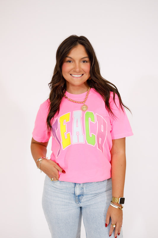 Pink "Teach" Graphic Tee, S-3XL