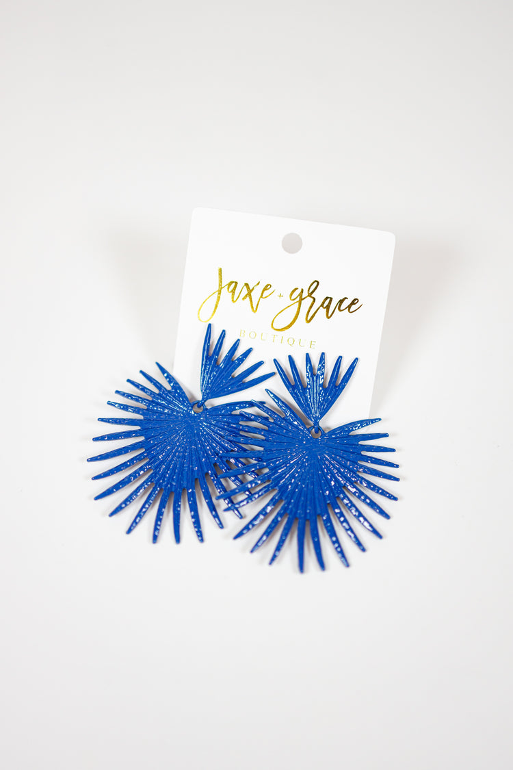 Blue Spike Leaf Earrings