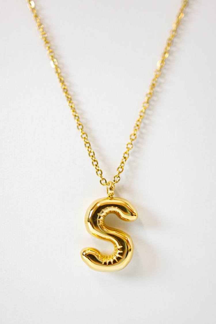 Gold Bubble Initial Necklace, VARIOUS