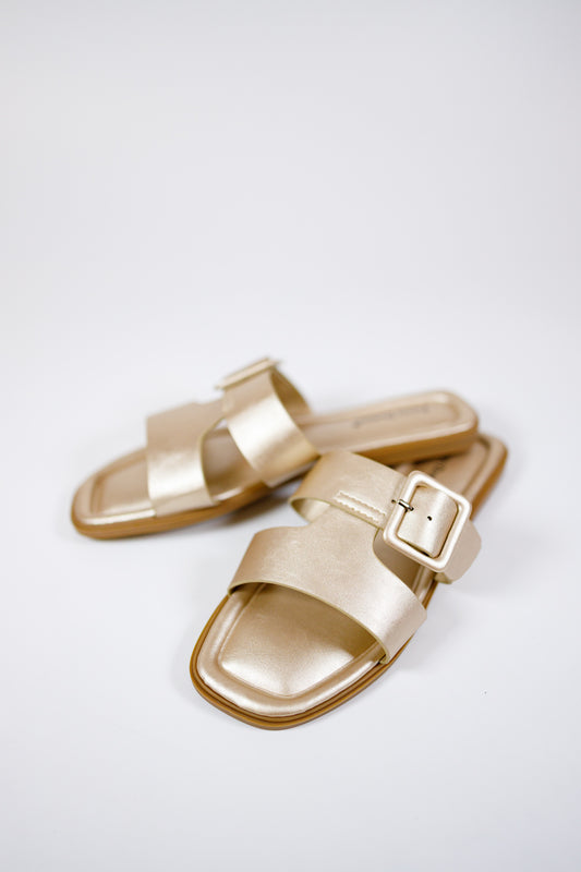 Gold Cutout Buckle Sandals