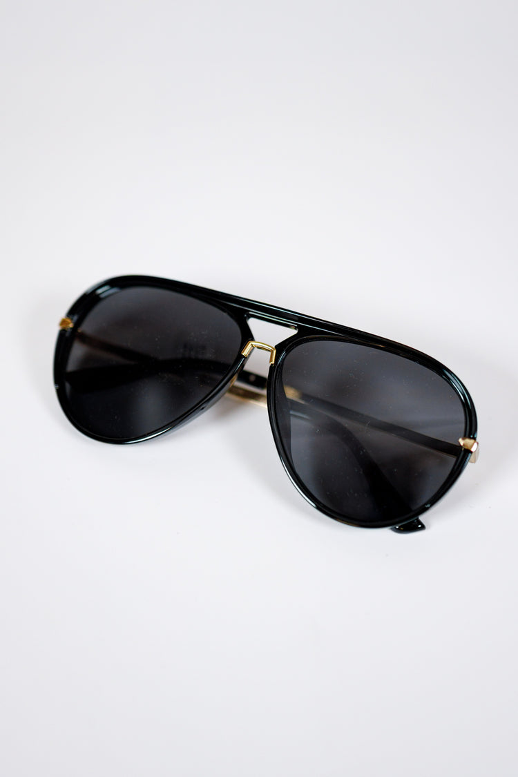 Black and Gold Aviator Sunglasses