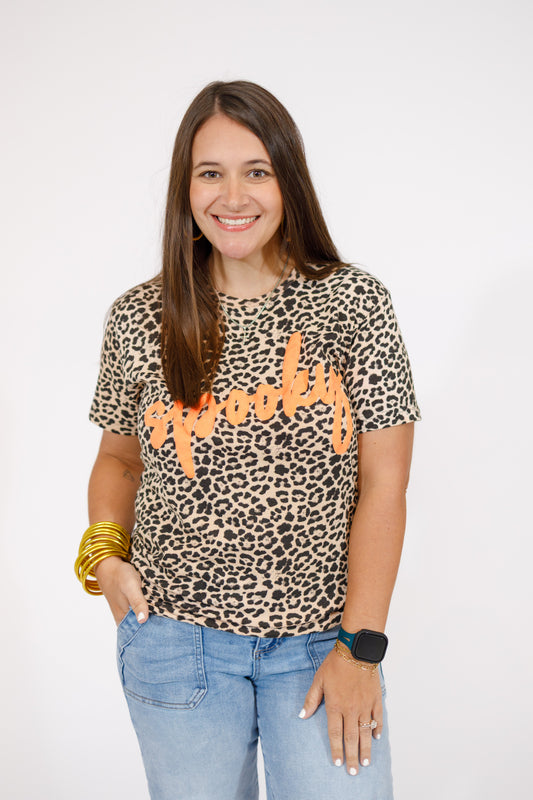 "Spooky" Leopard Graphic Tee, S-3XL