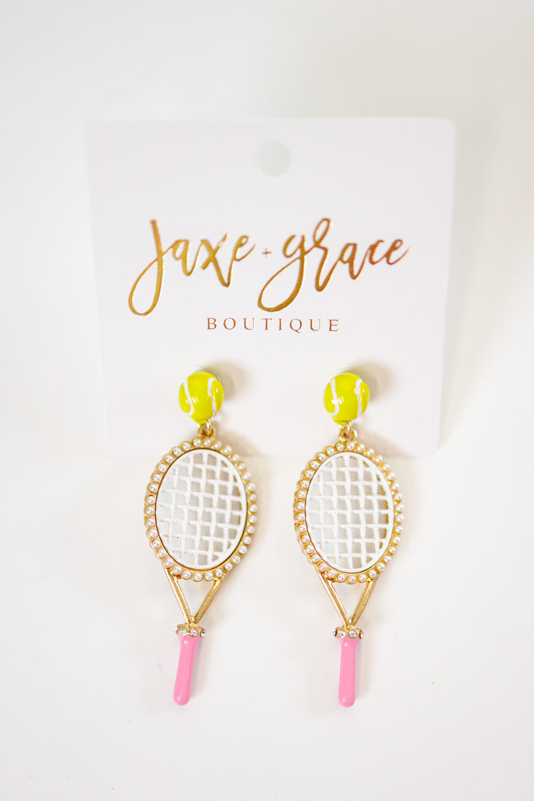 Enamel Tennis Raquet Earrings