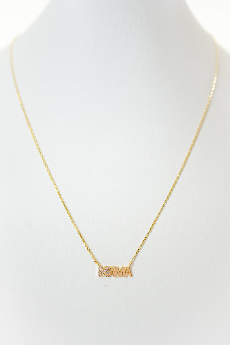 Brass MAMA Pendant Necklace