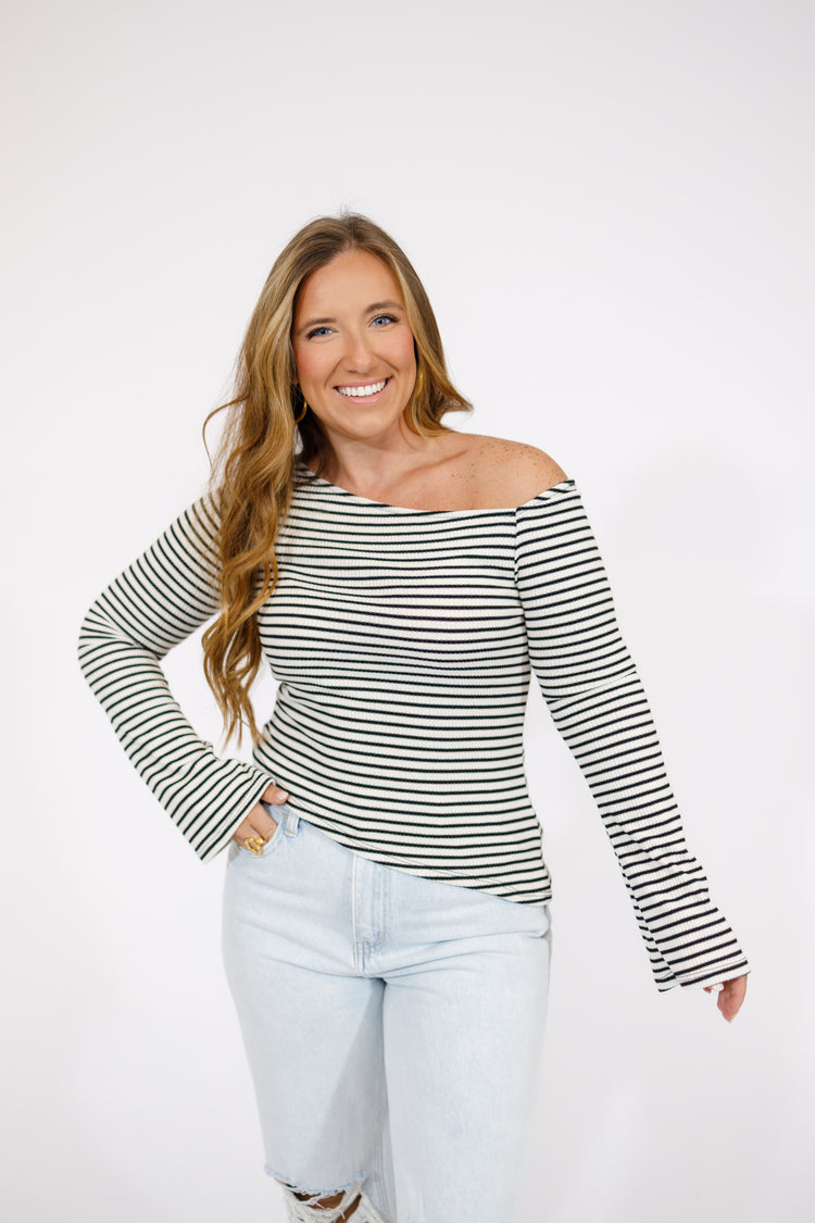 Black and White One Shoulder Top