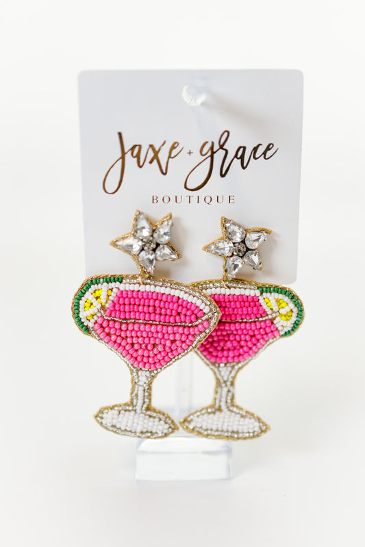 Lime Cocktail Glass Earrings