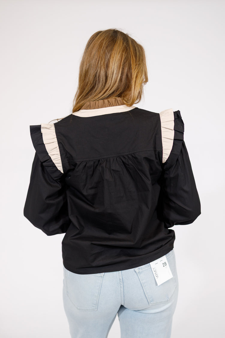 Black and Cream Contrast Top