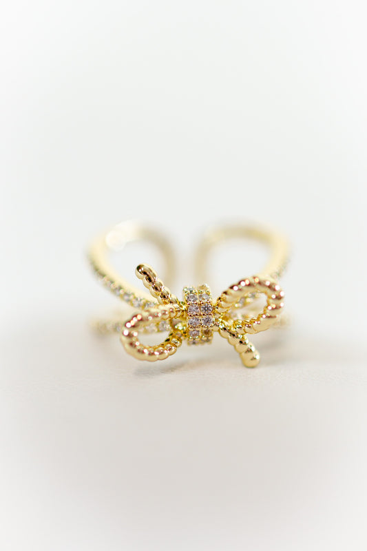 Double Layered Pave Bow Ring