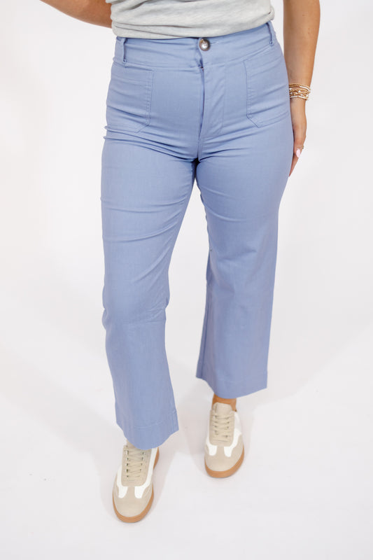 Light Blue Patch Pocket Pants