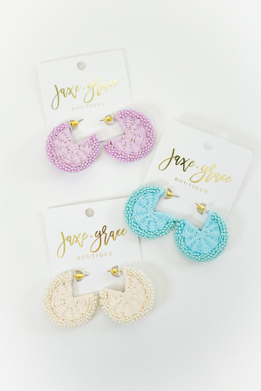 Rattan & Bead Round Hoops, VARIOUS