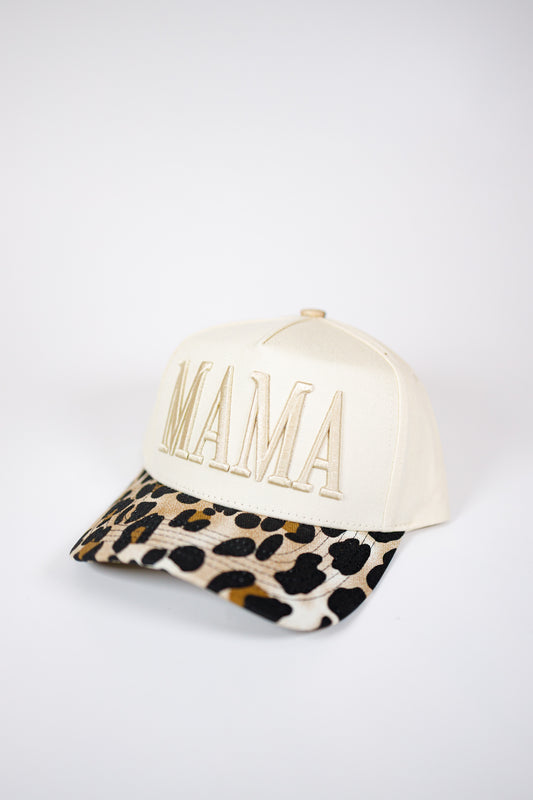 Leopard MAMA Puff Embroidered Hat