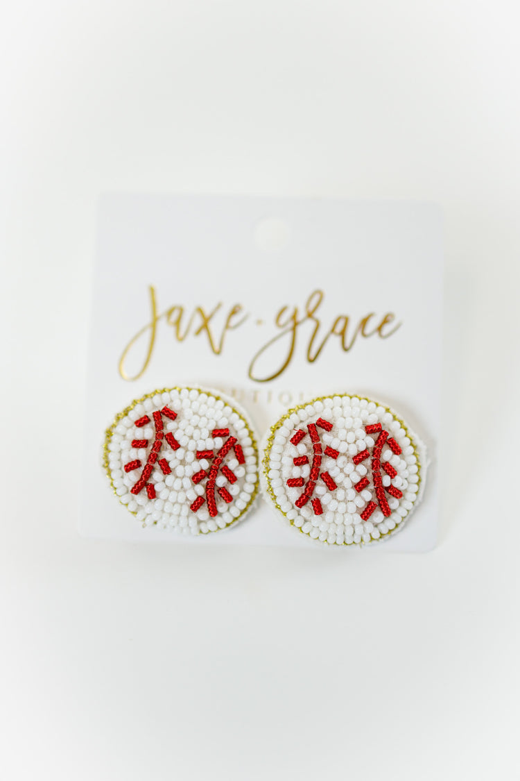 Baseball/Softball Beaded Stud Earrings